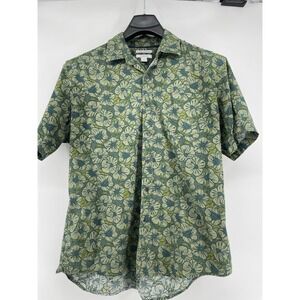 AE‎ Men's Hawaiian Shirt XL Green 100% Cotton Tropical  Floral Button Up
